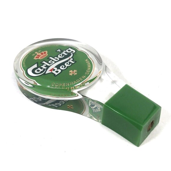 Carlsberg Beer 1847 Copenhagen Denmark 6" Green Acrylic Pub Tap Danish Crown - Picture 2 of 7